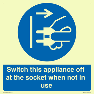Switch this appliance off at the socket when not in use